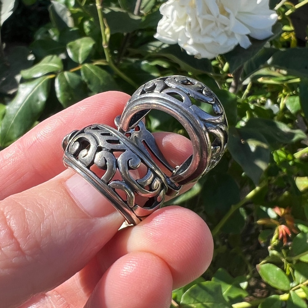 Vintage SILPADA 925 Sterling Silver Filigree Scroll Hoop Clip-On Earrings C1380